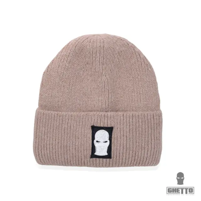 Ghetto Mask Embroidery Logo Warm Winter Beanie | Unisex BROWN