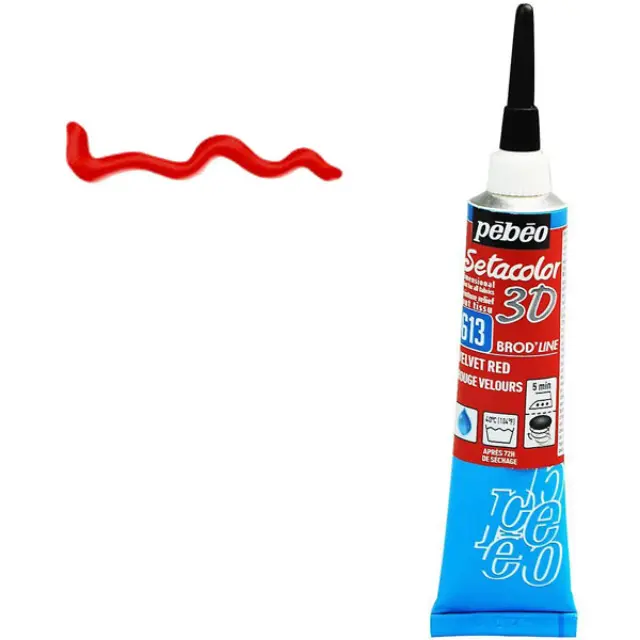 Pebeo Περίγραμμα Υφάσματος Setacolor 3D Brod'Line Effect - 613 Velvet Red - 20ml