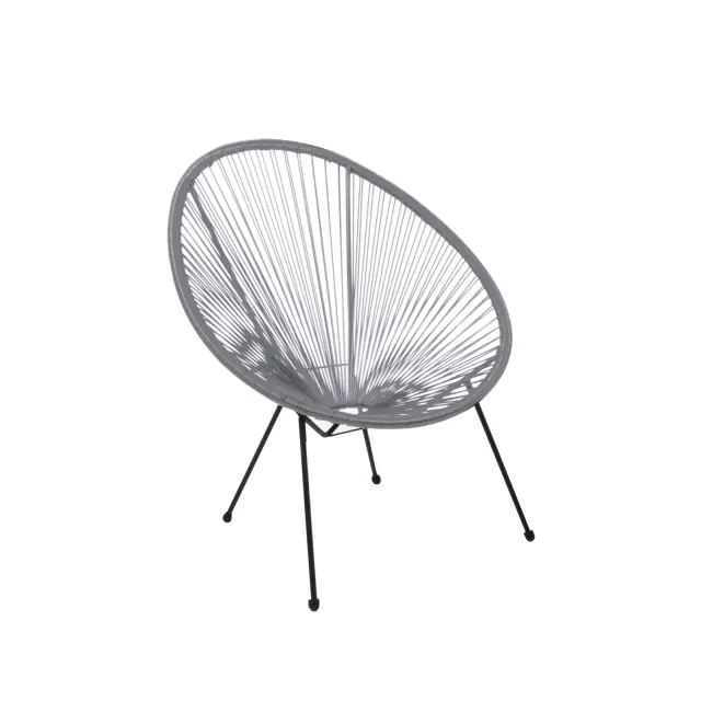 Πολυθρόνα ACAPULCO Μεταλλική Μαύρη, Plastic Rattan Γκρι 73x79x86cm