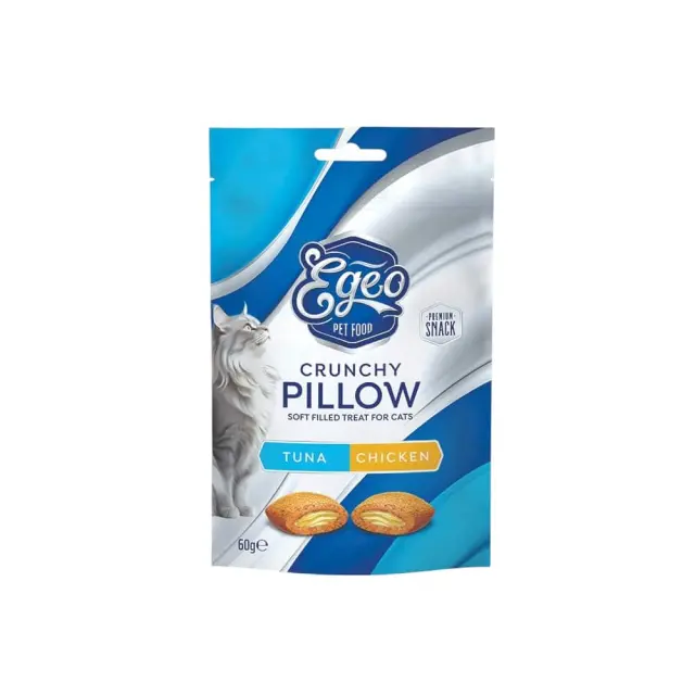 Egeo Crunchy Pillow Snack Γάτας Με Γέμιση Τόνο & Κοτόπουλο 60gr Μονόχρωμο