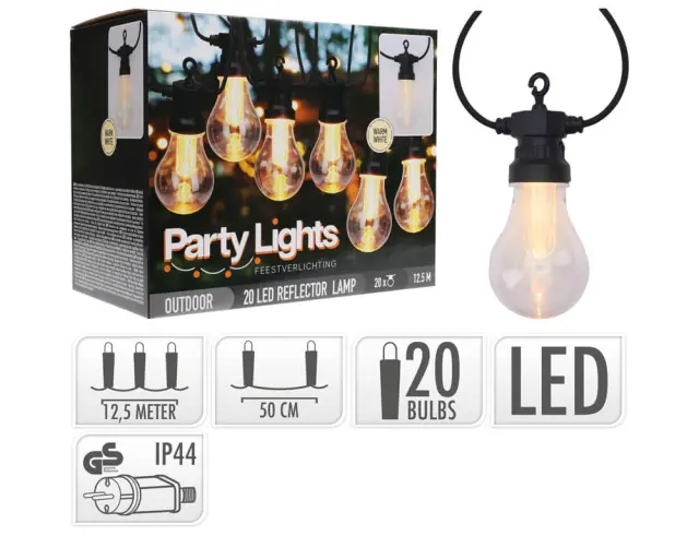 Διακοσμητικός Φωτισμός 20 LED , 12.5 Μέτρα - Θερμό Λευκό LE2100210 2