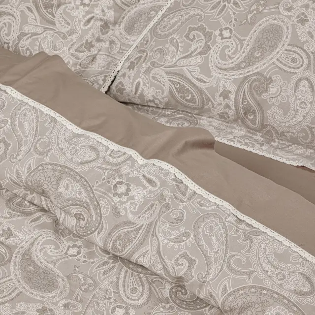 Σετ Σεντόνια 250x270 King Size Prestige Das Home 1732 Taupe Χωρίς Λάστιχο100% Βαμβακοσατέν 2