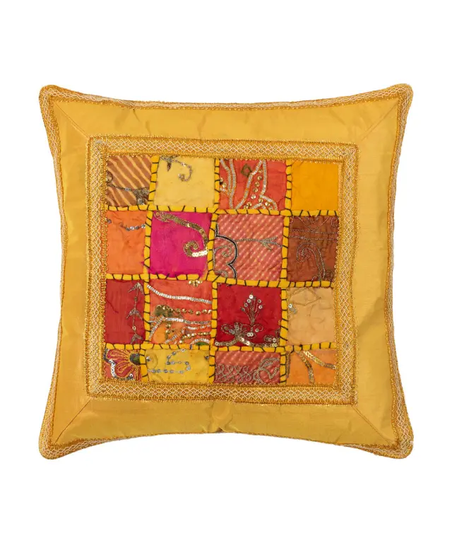 Μαξιλαροθήκη antic με φάσα (40cm x 40cm) κίτρινο -