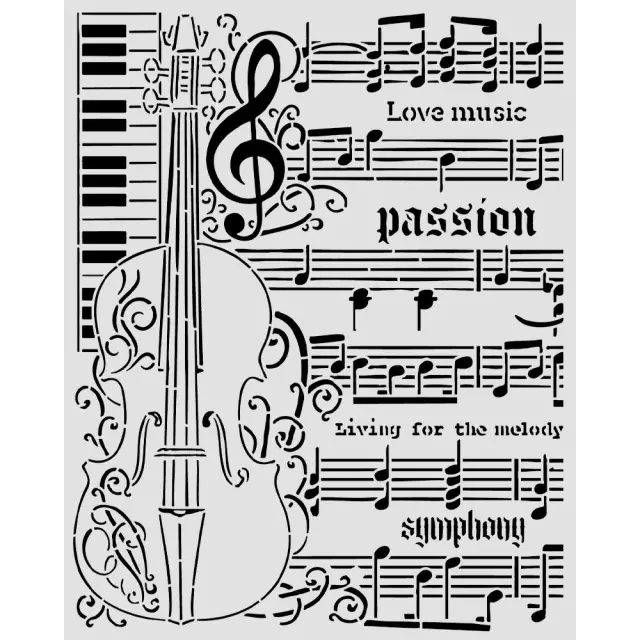 Thick Stencil 20x25cm, Stamperia, Symphony, Βιολί