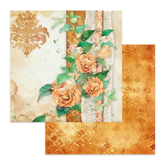 Χαρτί Scrapbooking Stamperia Διπλής Όψης - Flowers For You Ocher Background - 31x30cm