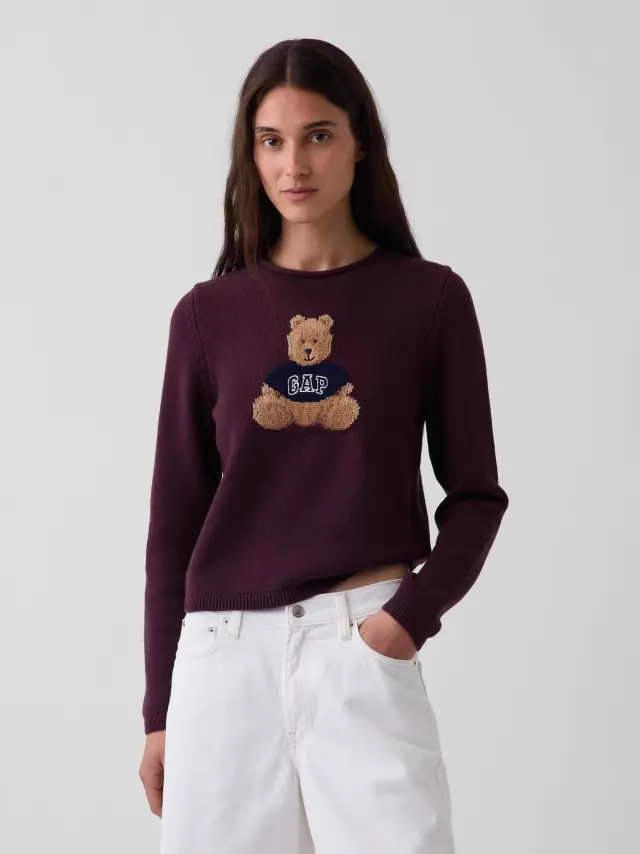 Γυναικείο Πουλόβερ Rollneck από 100% Βαμβάκι Bordeaux purple Brannan Bear