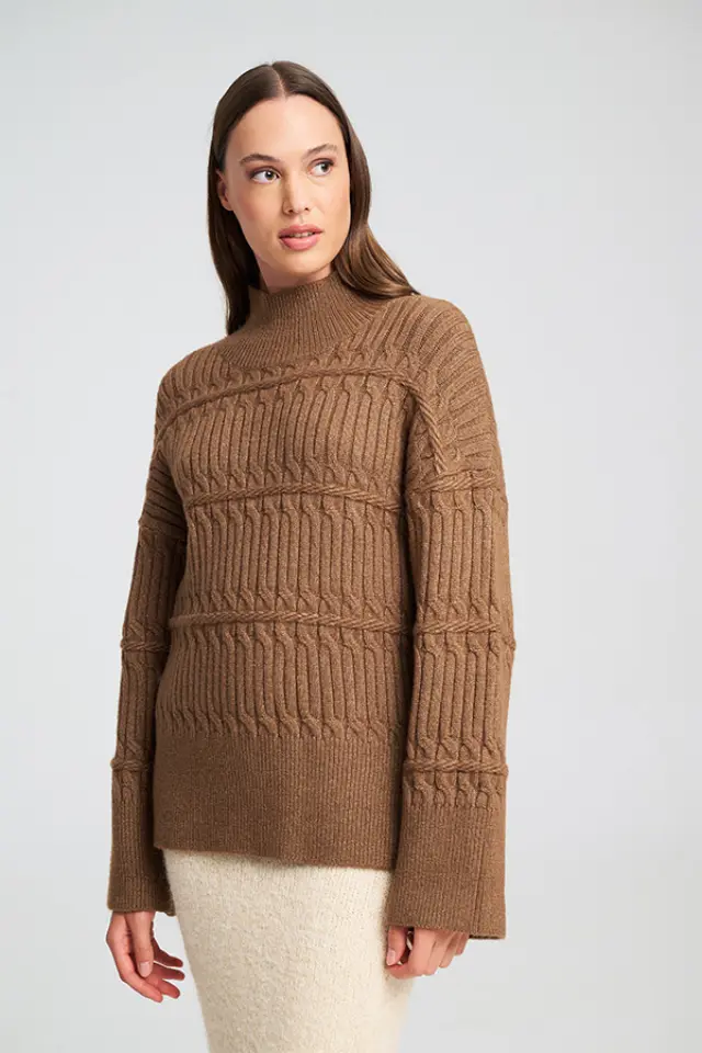 Ζεστό Πλεκτό με Πλέξη Cable OVADIA SWEATER - XS 3
