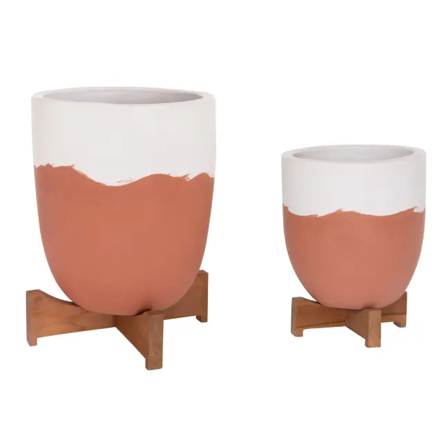 ΓΛΑΣΤΡΕΣ ΣΕΤ 2ΤΜX FB94686.08 TERRACOTTA ΣΕ ΛΕΥΚΟ & ΤΕΡΑΚΟΤΑ--TEAK ΒΑΣΗ