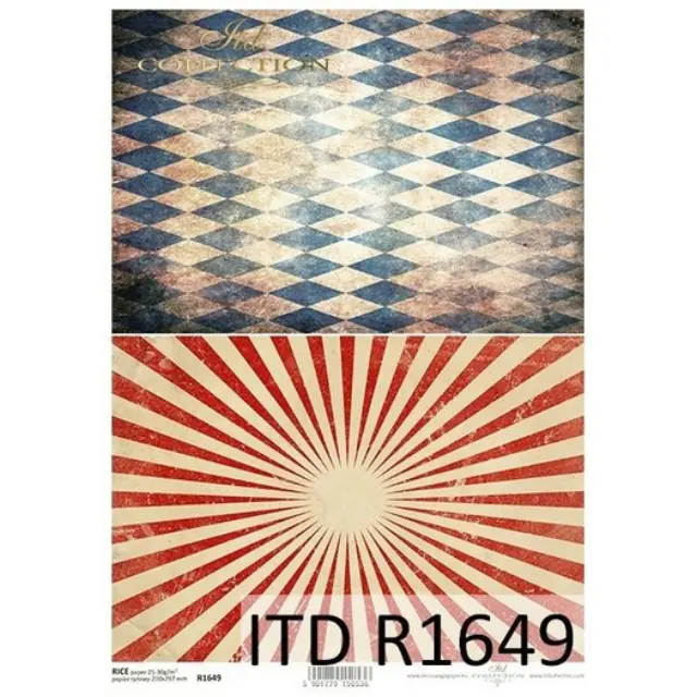 Ριζόχαρτο ντεκουπάζ ITD, 21x29cm, Ρόμβοι και γραμμές, R1649
