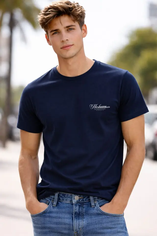 T-shirt Noshame® Navy με τύπωμα - 132594 - XXL