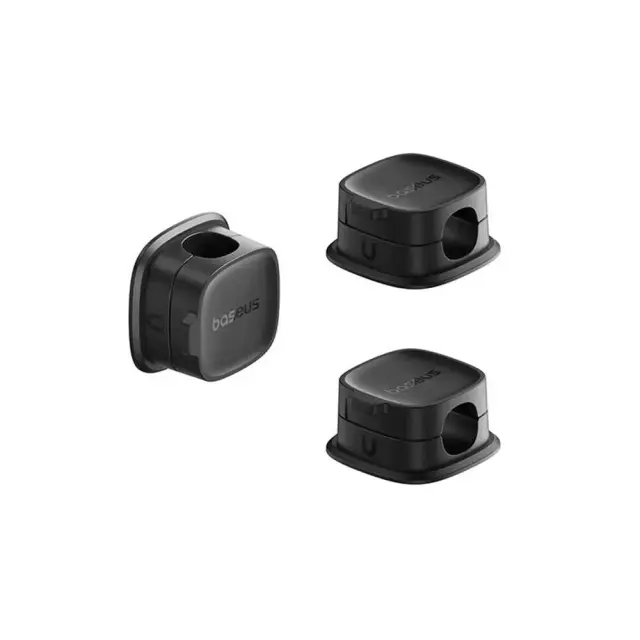 Baseus - Cable Organizer Lite Series Magnetic (B01331106111-00) - 3 Pack Pieces, 3M Adhesive - Black