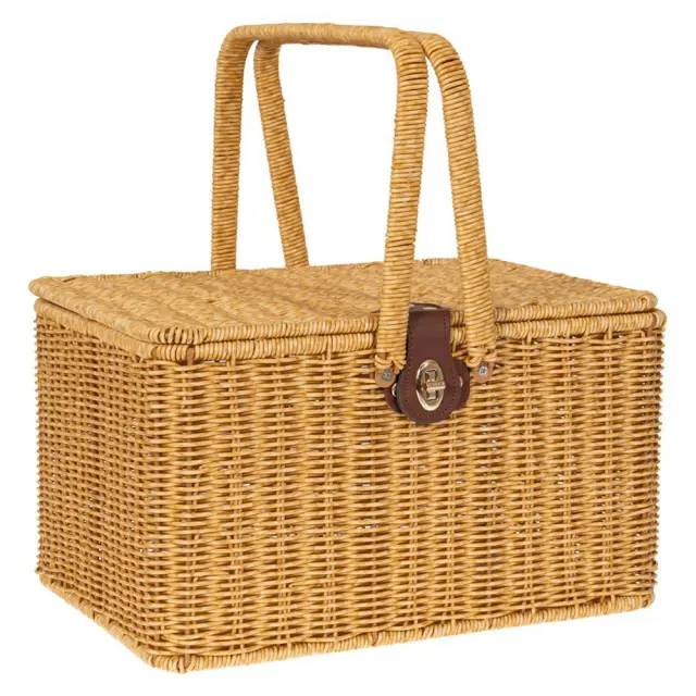 Βαλίτσα κρεμ rattan πλαστική 35x26x26cm Iliadis 85941
