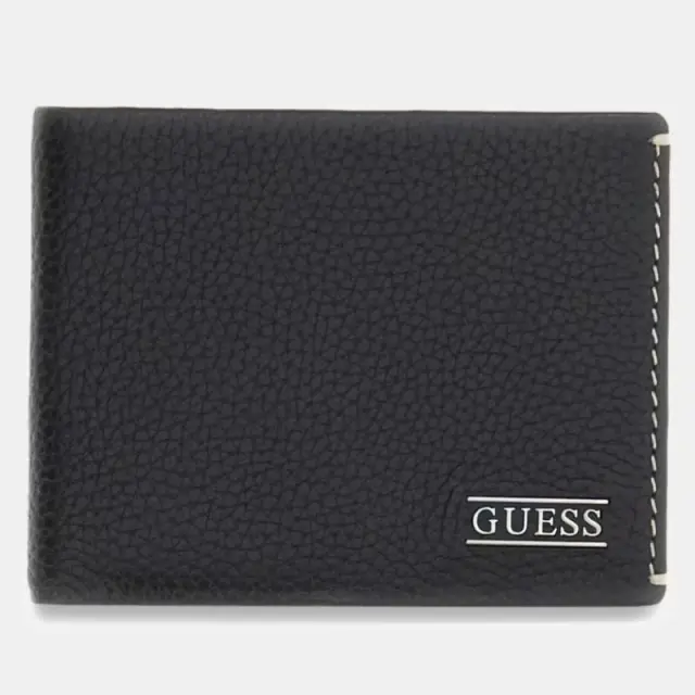 Guess - Δερμάτινο Ανδρικό Πορτοφόλι Boston Genuine Leather SMBOGSLEA20-BLA Μαύρο