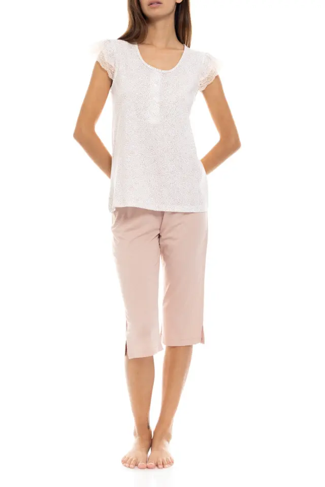 S1322 - Type - PYJAMA CAPRI ROMANTIC FLOWER - M