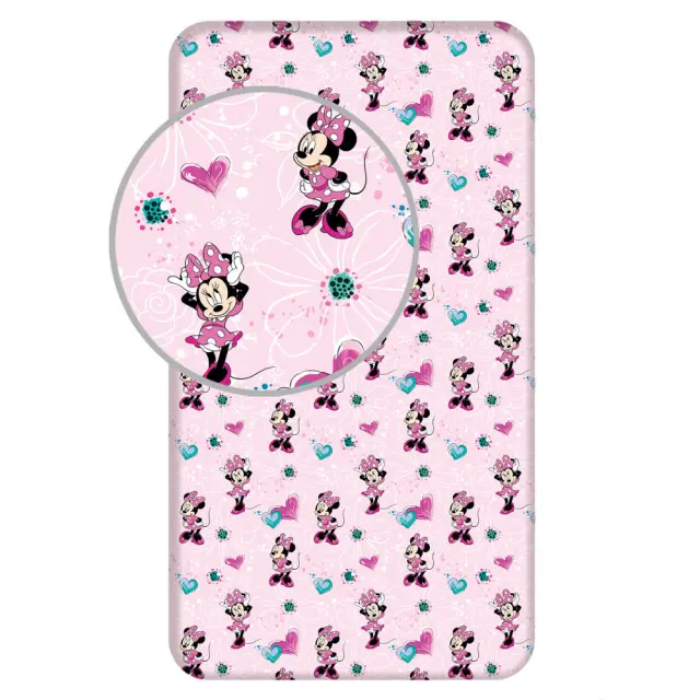 Σεντόνι Βαμβακερό Minnie Μονό Με Λάστιχο Ροζ 90 x 200 cm + 25 cm Ροζ 90 x 200 cm + 25 cm