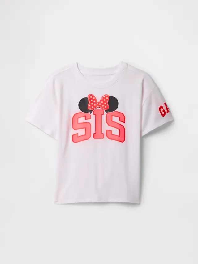 GapKids × Disney Oversized Graphic Μπλούζα SP DIS FAM WHT TE SP25 - S