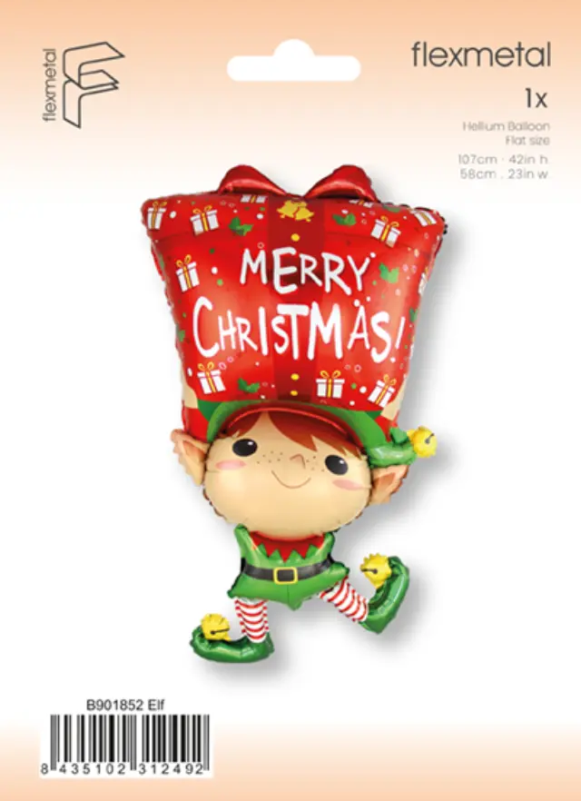 Μπαλόνι Φοιλ Σχήμα Merry Christmas Elf / 107 x 58 εκ Ξωτικό - Συσκευασμένο