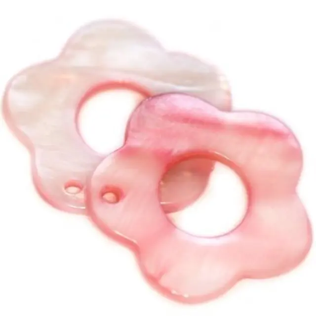 Mother of Pearl Flower Pink 25x10mm - 10τεμ