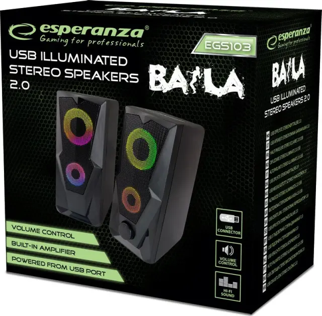Σετ Στερεοφωνικά Ηχεία με LED Φωτισμό 2 x 3 W Esperanza EGS103 2