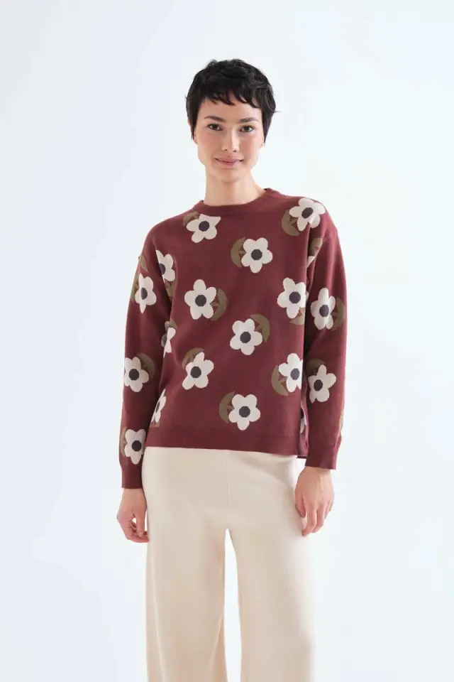 COMPANIA FANTASTICA KNITTED SWEATER (63C/10202 CHOCOLATE BEAN) - L