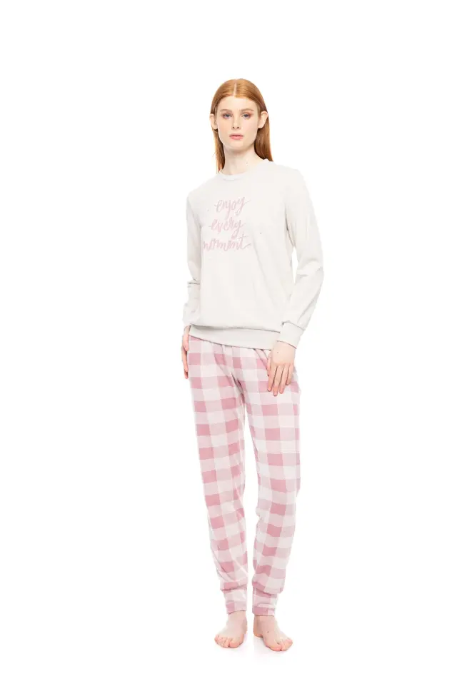 W1789 - Off White - PYJAMAS JACQUARD ROSE PLAID - XXL 2