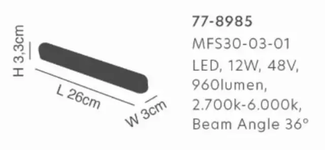 Ράγα Φωτισμού Magnetic Flex Μαύρο Ματ 26x3x3,3εκ. 2