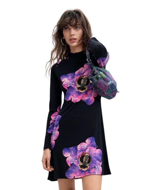 Desigual - Γυναικείο Mini Φόρεμα Lacroix 26WWVK03-2000 Μαύρο/Φλοράλ