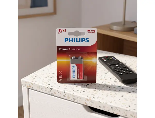 Αλκαλικές Μπαταρίες Philips Power Alkaline - 6LR61 - 9V - 1 τεμάχιο 1009495