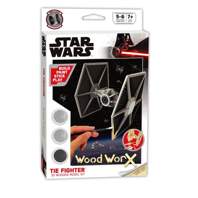 Wood WorX Star Wars Tie Fighter Φιγούρα Μοντελισμου Διαστημόπλοιο 32 Κομματιών (177678)