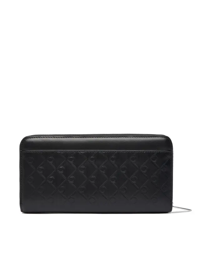 Calvin Klein Γυναικείο Μεγάλο Πορτοφόλι Δερμάτινο Emblem AOP Embossed Μαύρο 3
