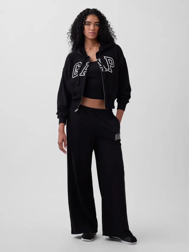 Γυναικείο Παντελόνι Φόρμας Wide-Leg Joggers από French Terry BLACK