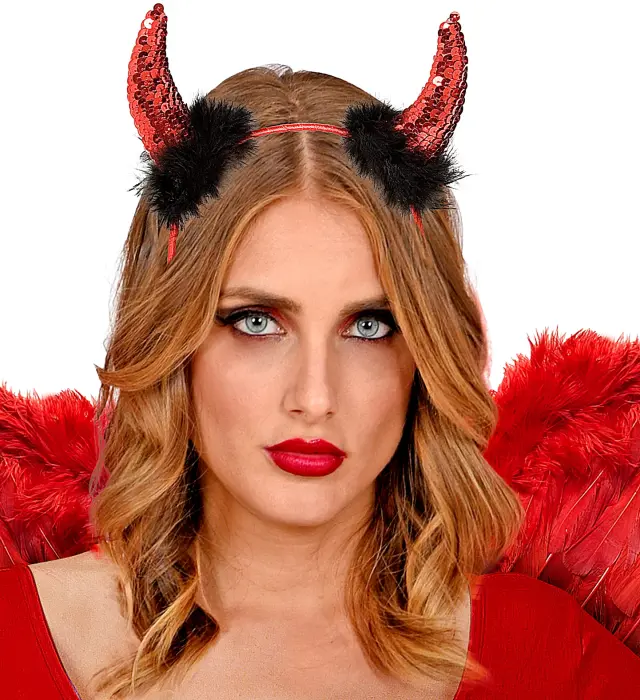 Αποκριάτικο Αξεσουάρ Στέκα Devil Red Sequin Horns (Widmann) (W-5493D) 2