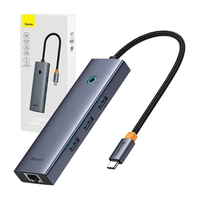 Baseus Docking Staion UltraJoy USB-C σε 3xUSB 3.0 + RJ45 4σε1 (Γκρι)