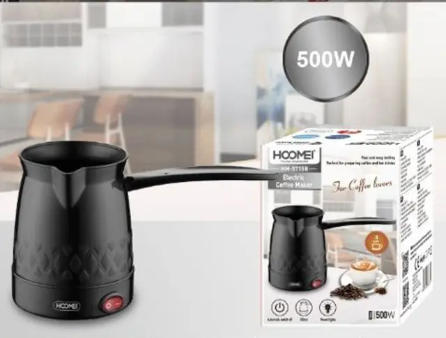 Hoomei Ηλεκτρικό Μπρίκι 500W με Χωρητικότητα 350ml Μαύρο HM-5715B