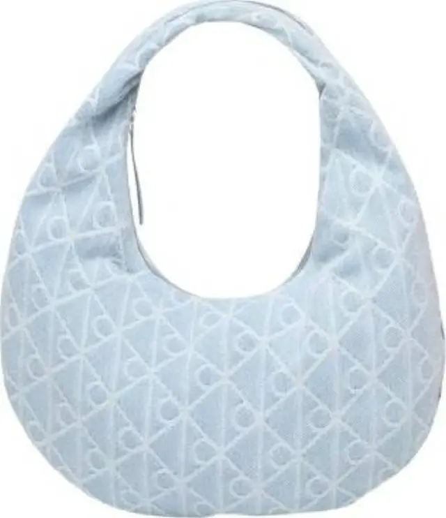 Calvin Klein Γυναικεία Μεγάλη Τσάντα Emblem Αll Over Print Denim Hobo Bag Μπλε 2