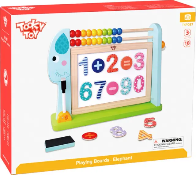 Tooky Toys Ξύλινος Μαυροπίνακας Διπλής Όψεως με Αριθμητική Elephant TKF087