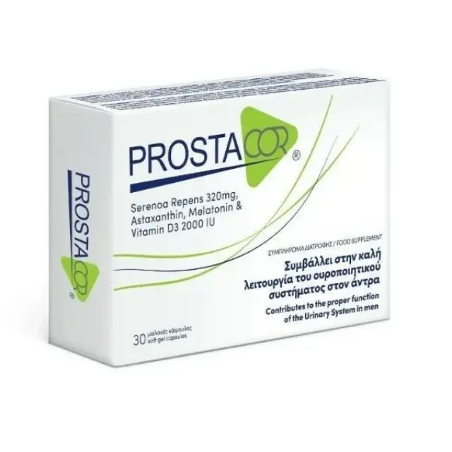 Prostacor Συμπλήρωμα Διατροφής για την Καλή Λειτουργία του Ουροποιητικού Συστήματος του Άνδρα, 30caps
