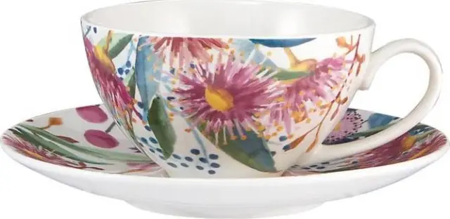 Maxwell & Williams Royal Botanic Gardens Eucalyptus Bloom Coupe Cup & Saucer Espresso 200ml