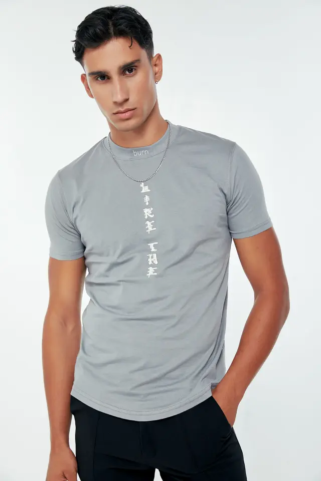 T-Shirt Burn Γκρι Σκούρο