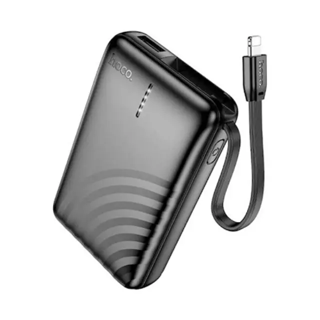 Hoco Power Bank 5000mAh 18.5Wh με Ενσωματωμένο Καλώδιο Lightning Μαύρο J134