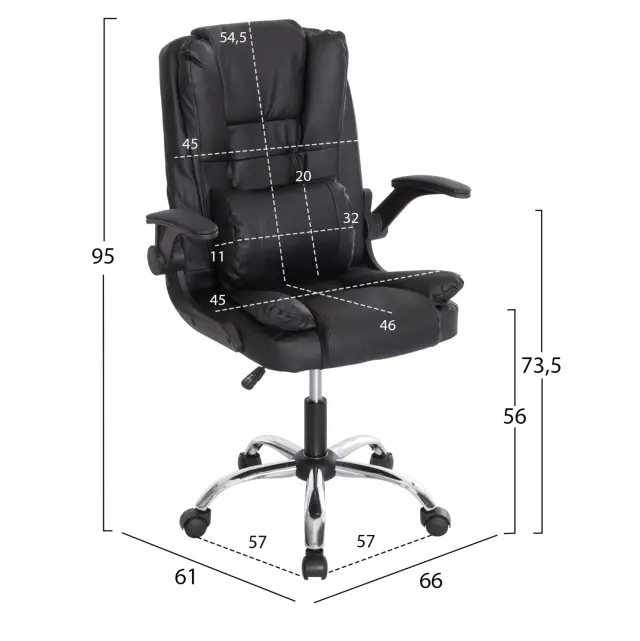 ΚΑΡΕΚΛΑ ΓΡΑΦΕΙΟΥ FB91201 ΜΑΥΡO PVC-ΜΑΥΡΟ NYLON-ΒΑΣΗ ΧΡΩΜΙΟΥ 66x61x105Υεκ. 2