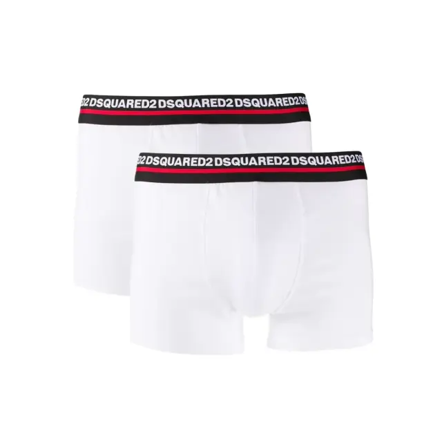 DSQUARED2 Ανδρικό Boxer Stripe Logo - Διπλό Πακέτο, Χρώμα Λευκό - S
