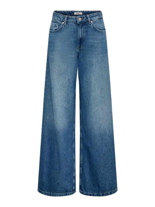 ONLY ONLFRANCESCA Palazzo Jeans Ψηλόμεσο με Φαρδιά Γραμμή DNM REA643 Μπλε - 27