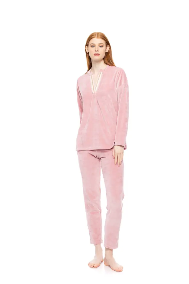 W1859 - Dusty Pink - LOUNGEWEAR VELVET PETIT STRIPE