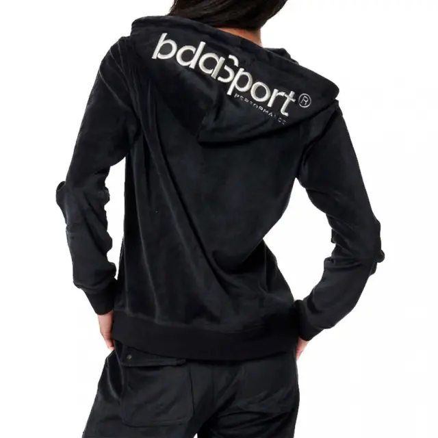 Body Action Velour Γυναικεία Ζακέτα Φούτερ Βελουτέ με Κουκούλα 071417-BLACK - L 3