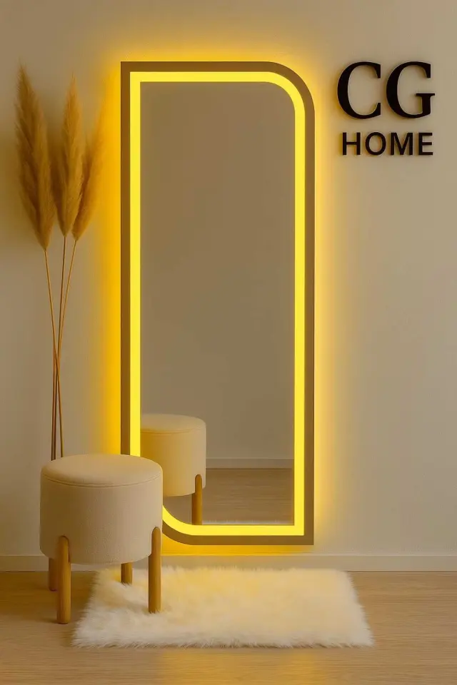 Stewehome Διακοσμητικός καθρέφτης με LED φωτισμό για τοίχο με λέιζερ κανάλια Γκρι 120x50x120 cm