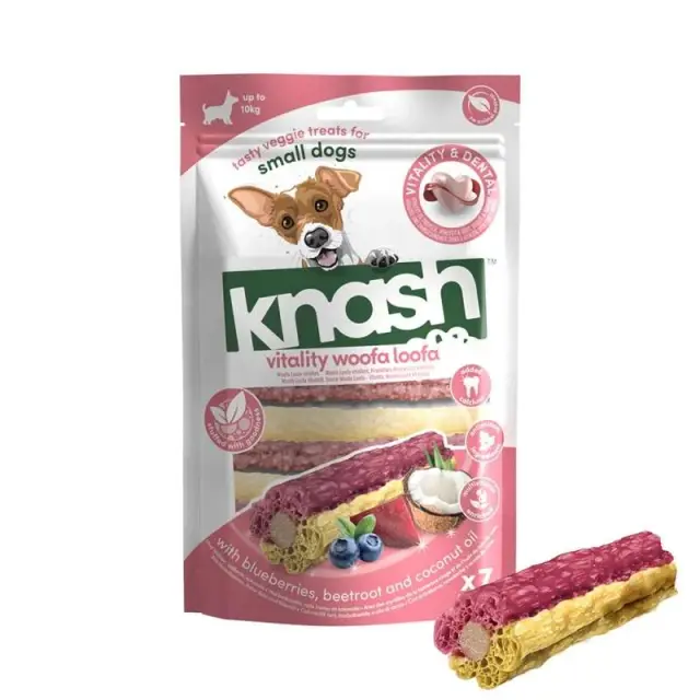 Knash Λιχουδιές Σκύλου για Ζωντάνια με Μύρτιλο, Παντζάρι & Λάδι Καρύδας 126gr Μονόχρωμο