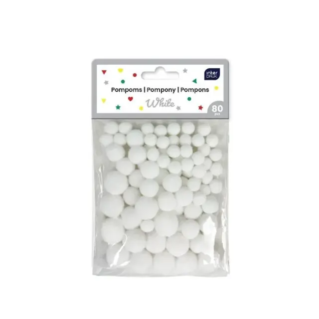 Interdruk Pompoms Λευκά 80 τεμ. (376619)