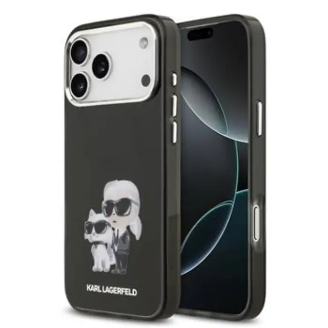 Karl Lagerfeld IML Aquarelle Karl and Choupette Case for iPhone 17 Pro Black