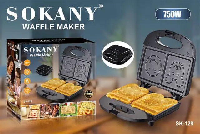 Τοστιέρα για 2 σάντουιτς με σχέδια 750W Sokany SK-128